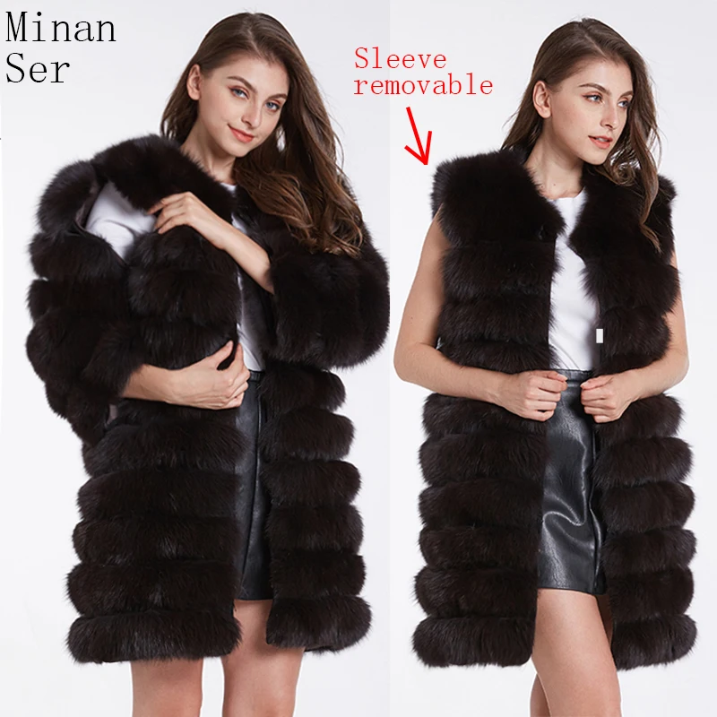 2018 new autumn and winter fashion women's fur coat beautiful long real fox fur coat natural fox fur vest Genuine leather jacket