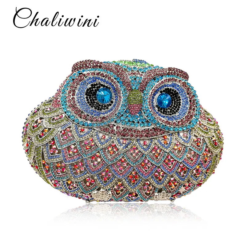 Animal Ladies Crystal Evening Bag Luxury Diamond Clutch Purse Party