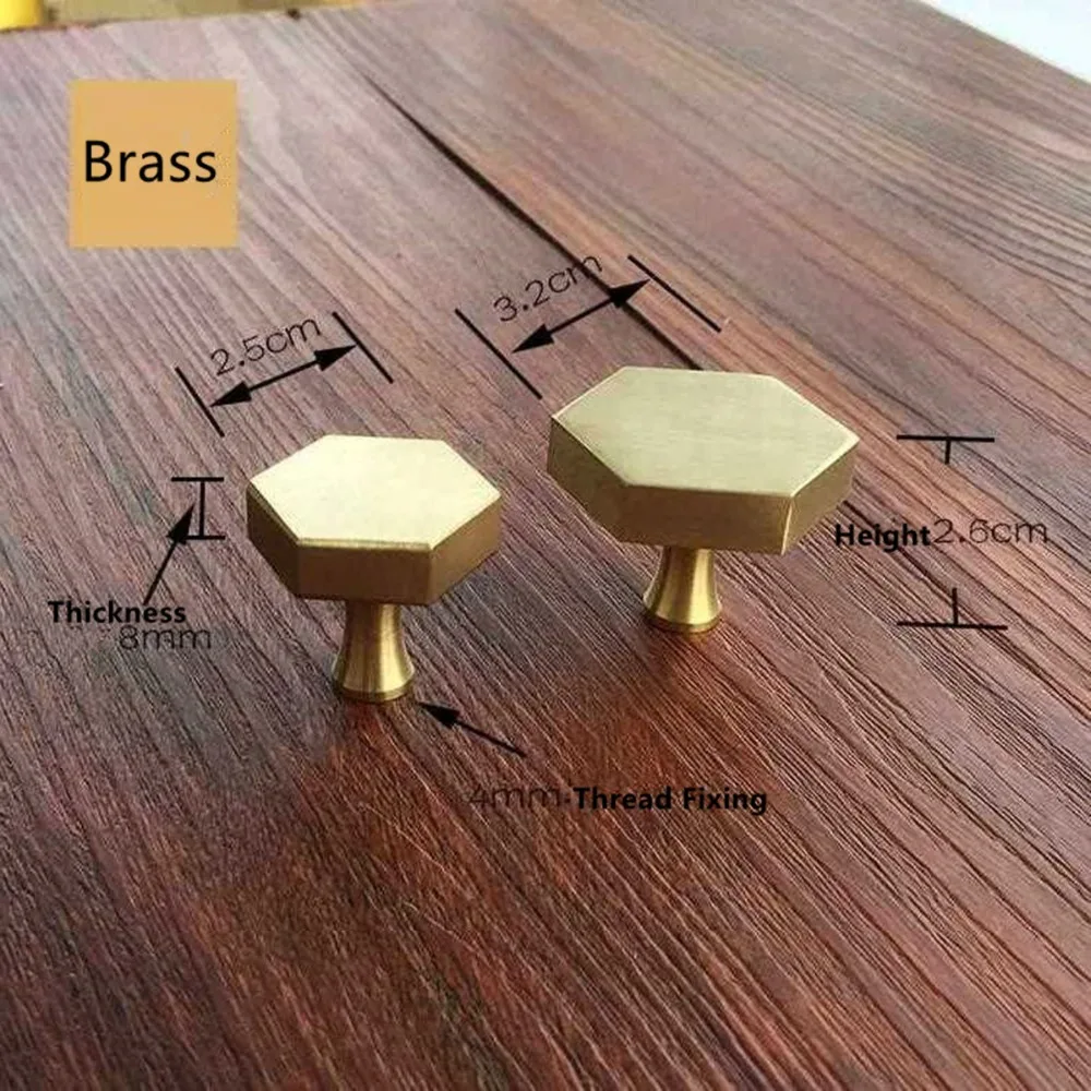 Золотой античный медный шестигранник ручки для шкафа Ручка комода ручки для ящика фурнитура для кухонной мебели