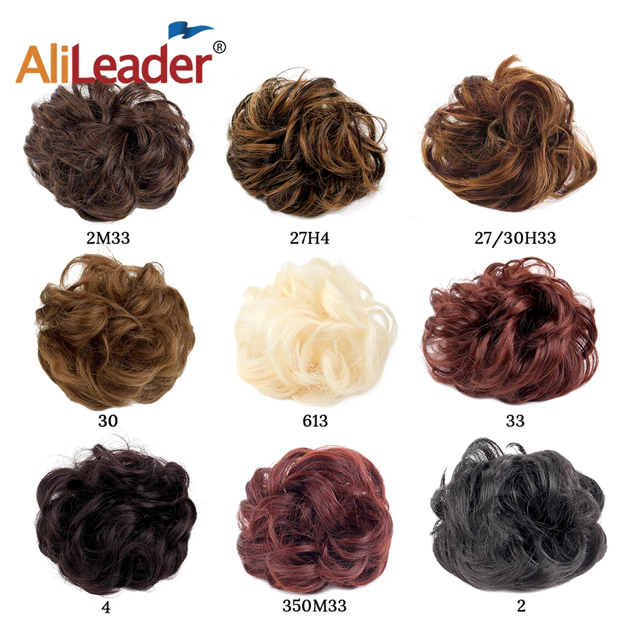 Alileader Hair Bun Extensions Wavy Curly Messy Hair Extensions Donut Hair Chignons Hair Piece Wig Hairpiece Donut Updo Ponytail