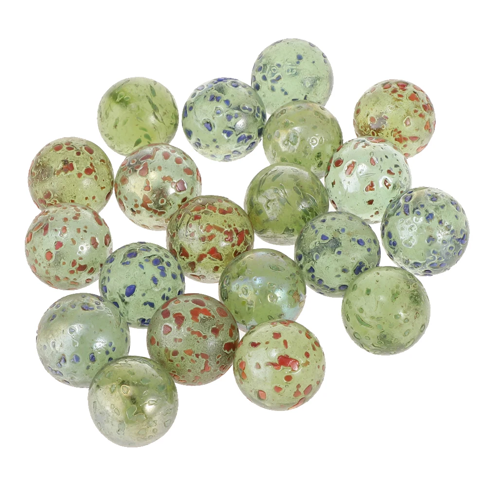 16mm Small Glass Marbles, Pack of 20, Kids Marble Game Toy, Chinese Checkers Accessory - Green