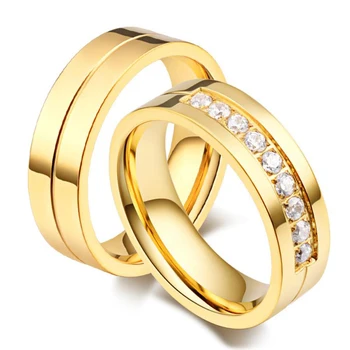

NIBA Couple Ring 316L Stainless Steel Engagement Wedding Jewelry Gold-color for Lover