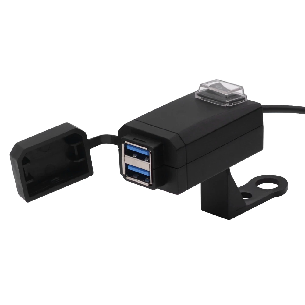 

Motorcycle Mobile Phone Charger Qc3.0 Fast Charge Dual Usb with Switch Modified Car Charger 12-24v Universal