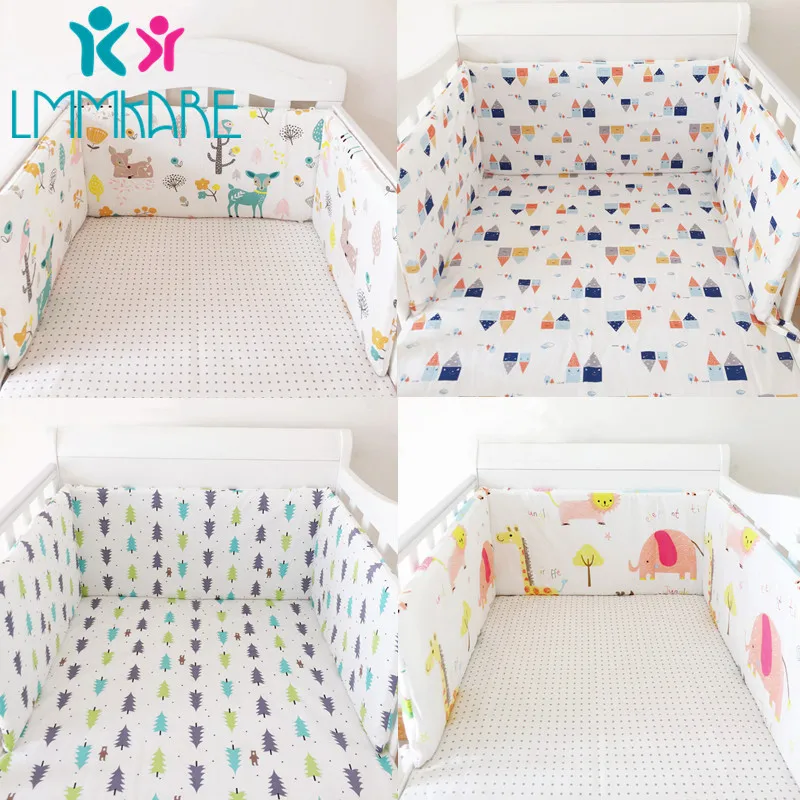 Hot Baby Bed Crib Bumper U-Shaped Detachable Zipper Cotton Newborn Bumpers Infant Safe Fence Line Cot Protector Unisex 180CM