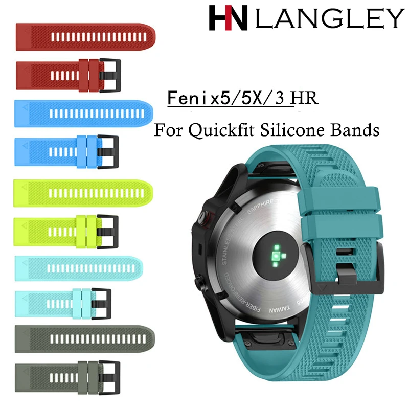 

For Garmin Fenix 5X 5 3 3HR D2 Charlie Silicone Bands For QuickFit 22 26 Watch Strap Smart Watch Quick Release Easy Fit Band