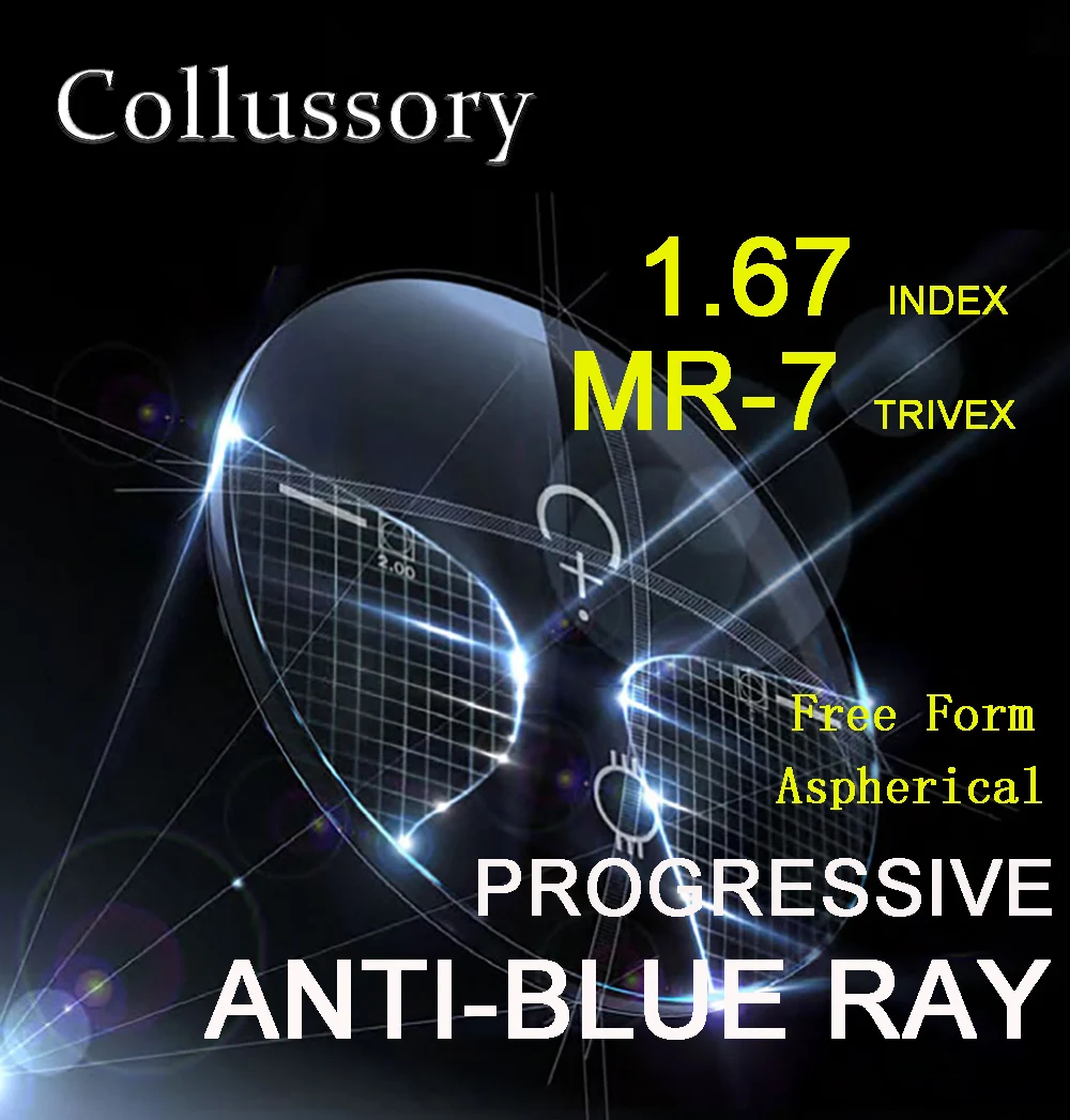 1 67 индекс Trivex MR 7 асферическая оптика свободной прогрессивной формы анти синий