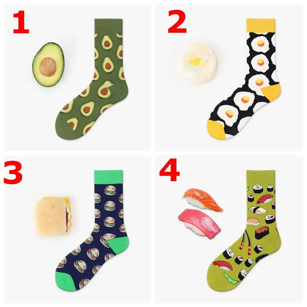 1 пара, модные высокие Чулочно-носочные изделия унисекс, женские 3D носки с фруктами авокадо, яблоко, вишня, короткие носки, мужские забавные мягкие хлопковые носки