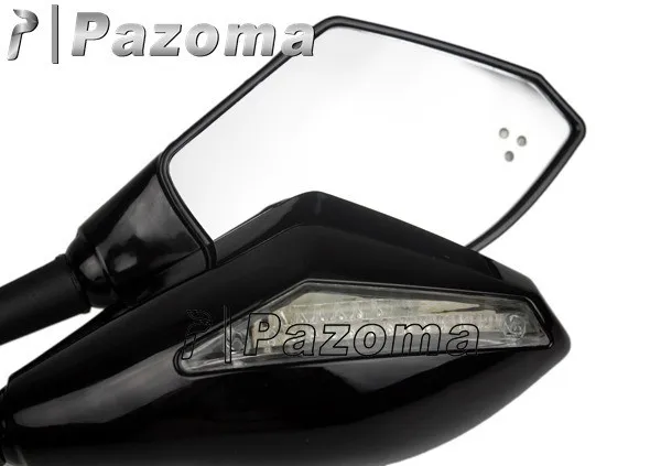 Мотоцикл Pazoma супермото зеркала с светодиодный поворотники интегрирована для CBR 250 500 600 1000 RR GSXR HAYABUSA