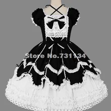 Ну Сделано Черный и белый хлопок Шнуровка с бантиком Готическая Лолита платье
