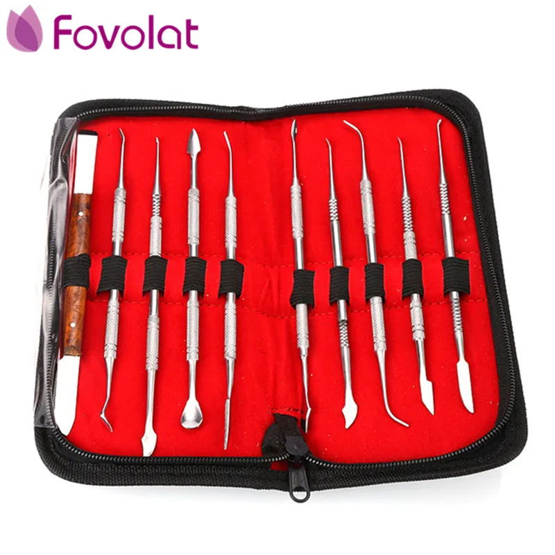 

10Pcs Dentist Wax Carving Tools Professional Teeth Clean Dentures Teeth Loading Dental Lab Equipment Mouth Guard Dental Tools