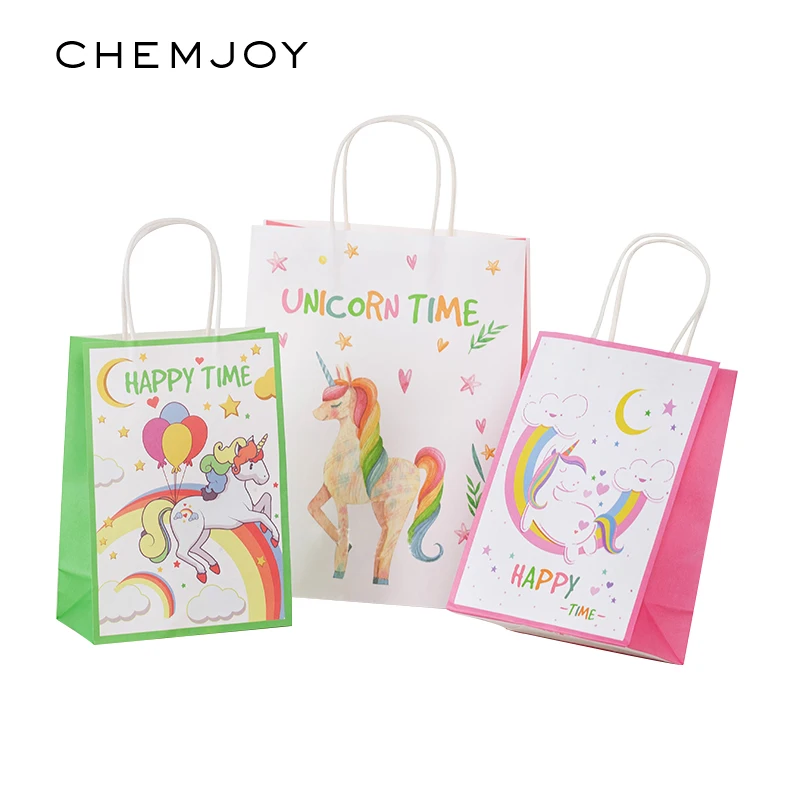 

12pcs Assorted Unicorn Paper Party Bags with Handles Kids Birthday Unicorn Party Treat Goodie Bag Baby Shower Favor Gifts Bags