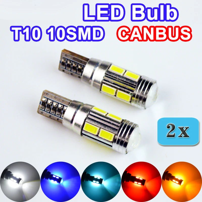 

flytop 2 x W5W 10SMD CANBUS T10 5630 SMD 194 LED Car Bulbs Error Free CAN BUS Auto Lights White/Blue/Crystal Blue/Yellow/Red