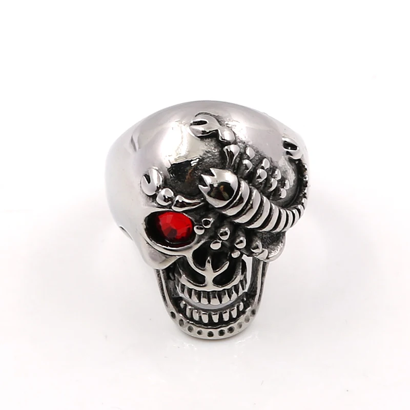 Fashion Skull Bone Gothic Rings Men's Stainless Steel Gold Crawling Scorpion Ring Biker Punk Jewelry Party Cocktail | Украшения и