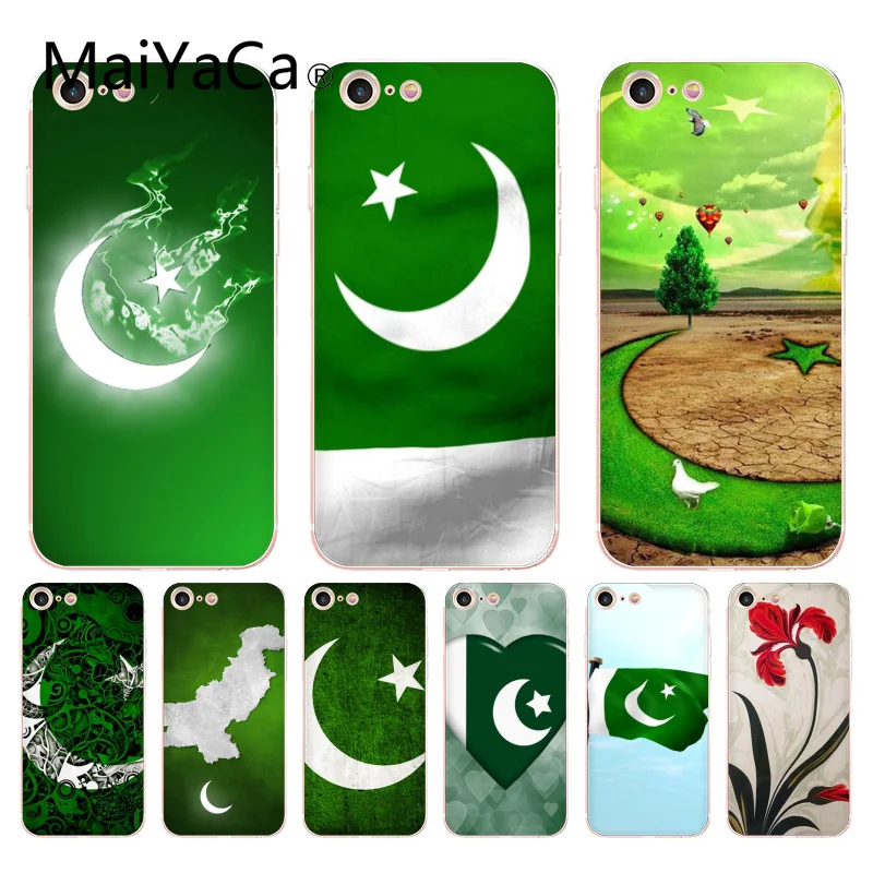 MaiYaCa For iphone 7 6 X Case National Flag Pakistan Flag Flower Transparent Case for iPhone 8 7