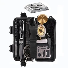 11 в 1 набор для выживания на открытом воздухе, для кемпинга, путешествий, многофункциональная Первая помощь, SOS, EDC, аварийные принадлежности, тактические для дикой природы