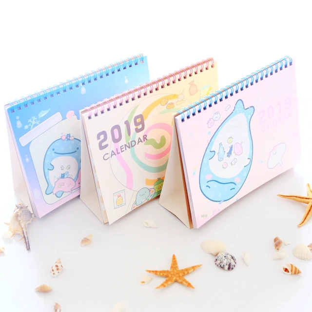 2018-2019 Cute Cartoon Sumikko Gurashi Whale Standing Desk Calendar Desktop To Do List Daily Planner Book Japanese stationery