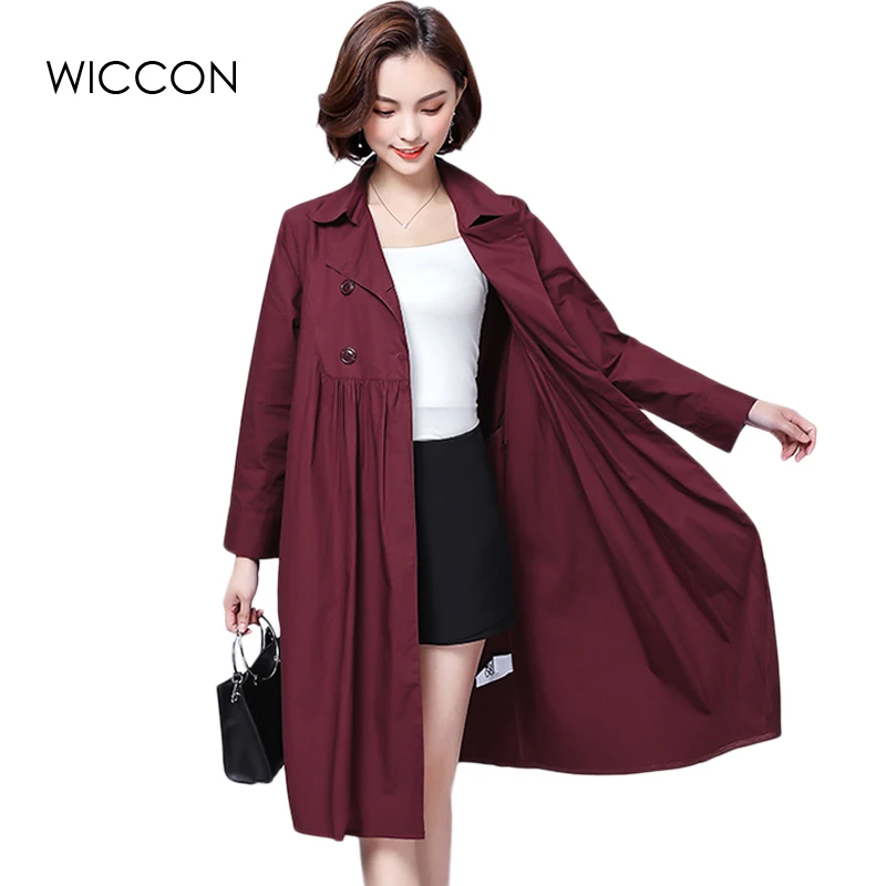 Ladies A Line Trench Coat For Women Double Breasted Slim Fit Long Spring Coat Casaco Mujer
