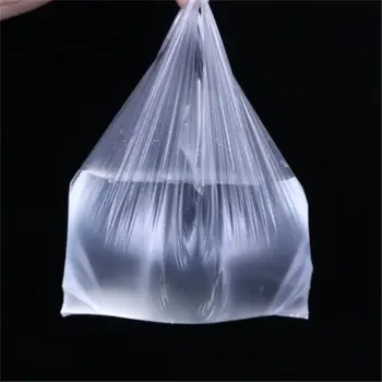 

100Pcs/Pack Supermarket Plastic Bags With Handle Useful Plastic Shopping Bag Transparent Shopping Bag Food Packaging Tools