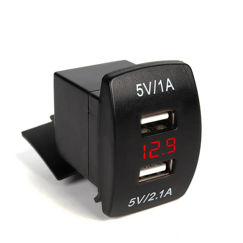 

Red 3.1A 2.1A Dual USB Charger Socket LED Digital Voltage Meter Display for Motorcycle Car Cigarette Lighter GPS Phone Charger