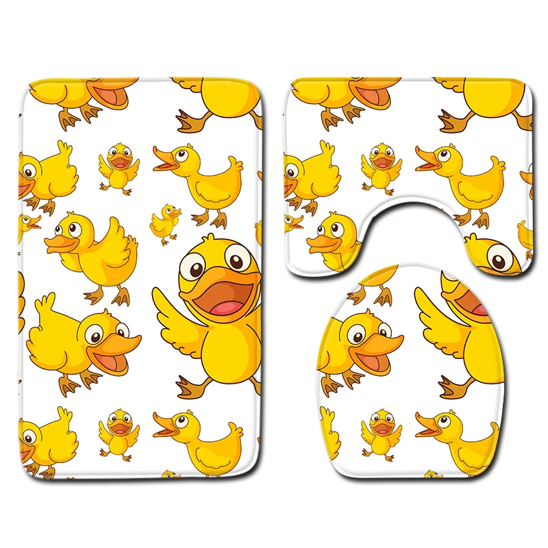 

Cartoon Animals Toilet Seat Bath Mat Carpet Rug Sets Bathroom Shower Room Carpets Flannel Anti Slip 3 Pieces Bath Mat Sets