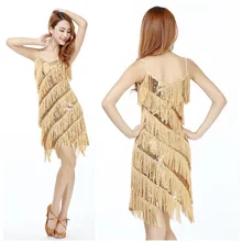 Lentejuelas Sexy mujeres impresionante FLAPPER flecos 1920s de oro vintage gran gatsby charleston de fiesta Sexy cuello en V vestido de baile latino