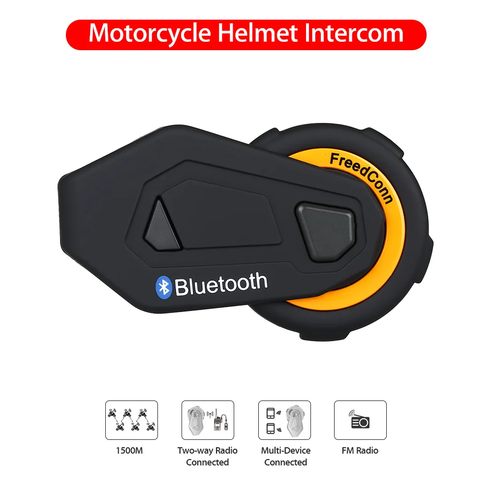 

FreedConn T-MAX Intercom Full Duplex Bluetooth Motorcycle Interphone Riding Headset 6 Riders Group Intercom System with FM Radio