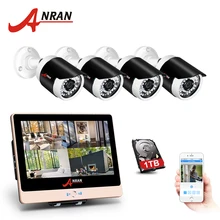 ANRAN POE NVR CCTV Camera System 4CH 1080P HD Outdoor POE Security Camera System Waterproof 12 Inch LCD Screen Surveillance Kit