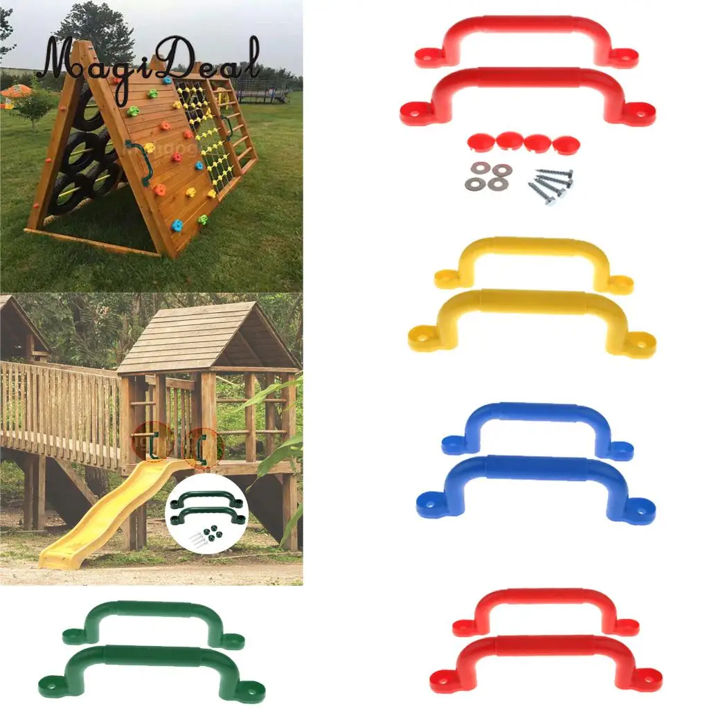 4 Pairs Durable Plastic Safety Nonslip Handle with Fixing Screws Kits Kids Outdoor Climbing Frame Wall Accessory