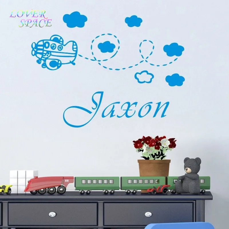 Personalized Name Customer Aeroplane Baby Kids Cot dress room wall