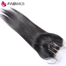 Fabwigs Brazilian Silky Straight Lace Closure with Baby Hair Bleached Knots 100 Human Remy Hair Closures