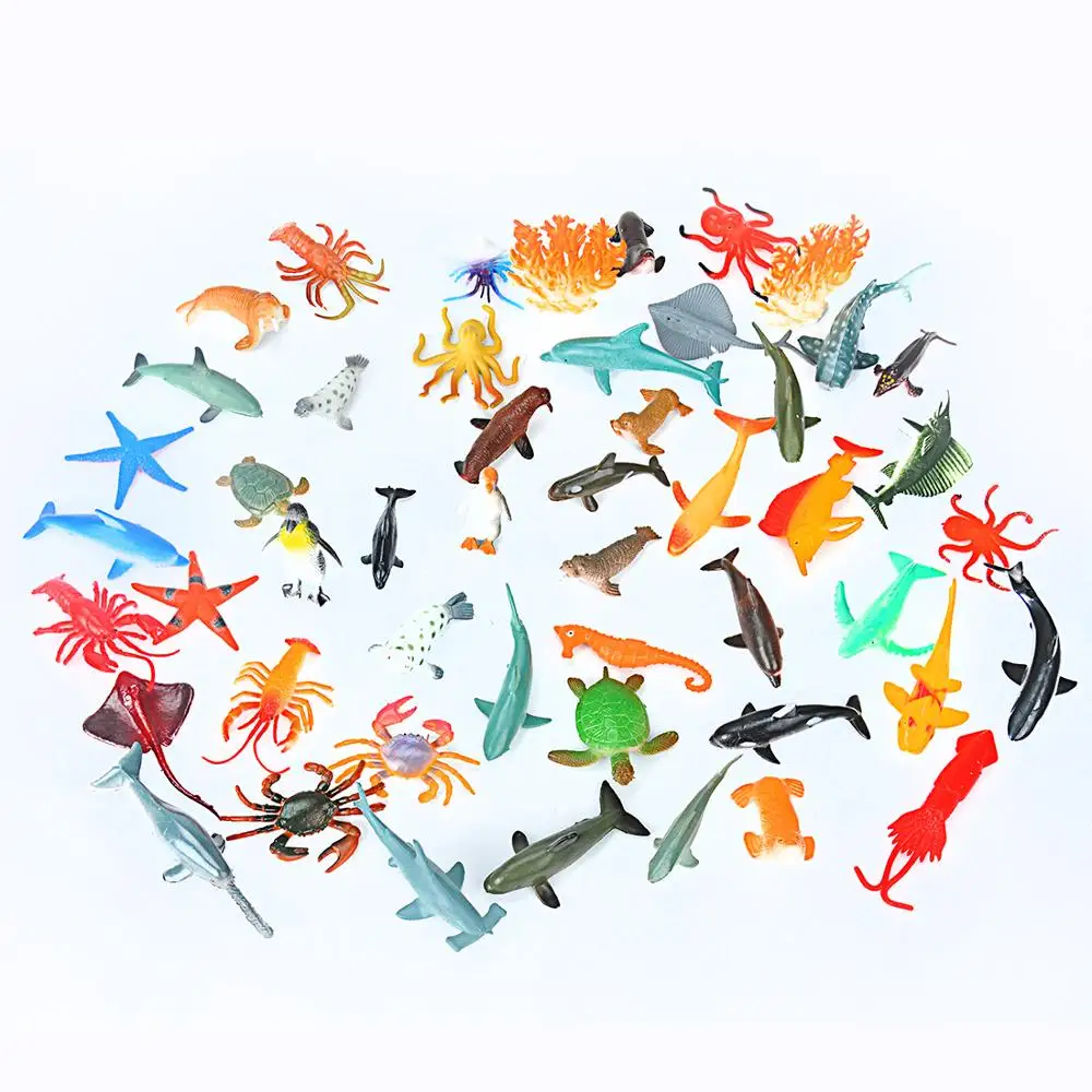 

50pcs/Pack In OPP Bag Simulation Marine Animal Model Mini Toy Simulation Marine Animal Ocean Sea Life Animals Kids Figures Toy