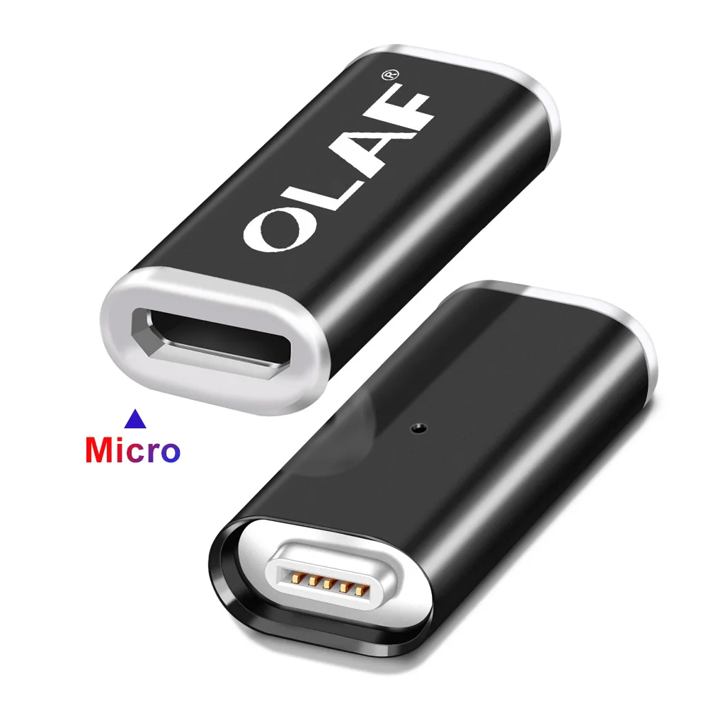 For Micro USB Black LED Light Magnetic Adapter Transfer Connector Magnetic Micro USB Connector Adapter IOS Android Type-C Magnetic Adapter USB TypeC - Цвет: For Micro USB Black