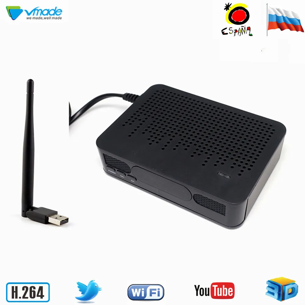 

Vmade DVB-T TV Tuner H.264 MPEG-2/4 DVB-T2 HD Digital Terrestrial Receiver + WIFI Support Youtube 3D Interface Set-Top Box