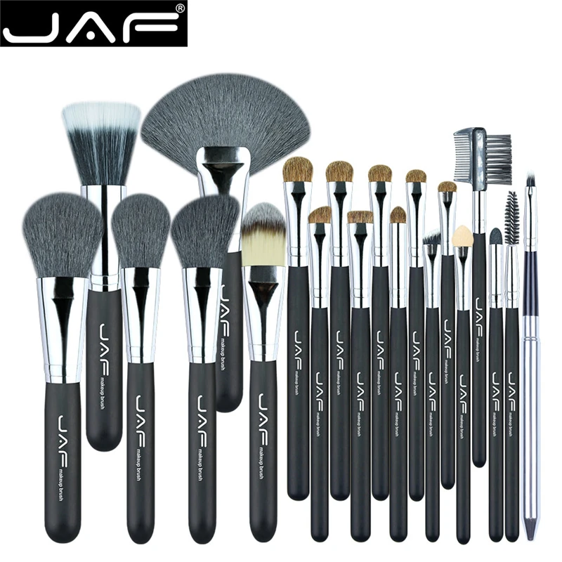 

JAF Brand 20pcs Professional Brush for Makeup High Quality Natural Hair Cosmetic Set Eye Lash Blush Powder Large Fan Brushes