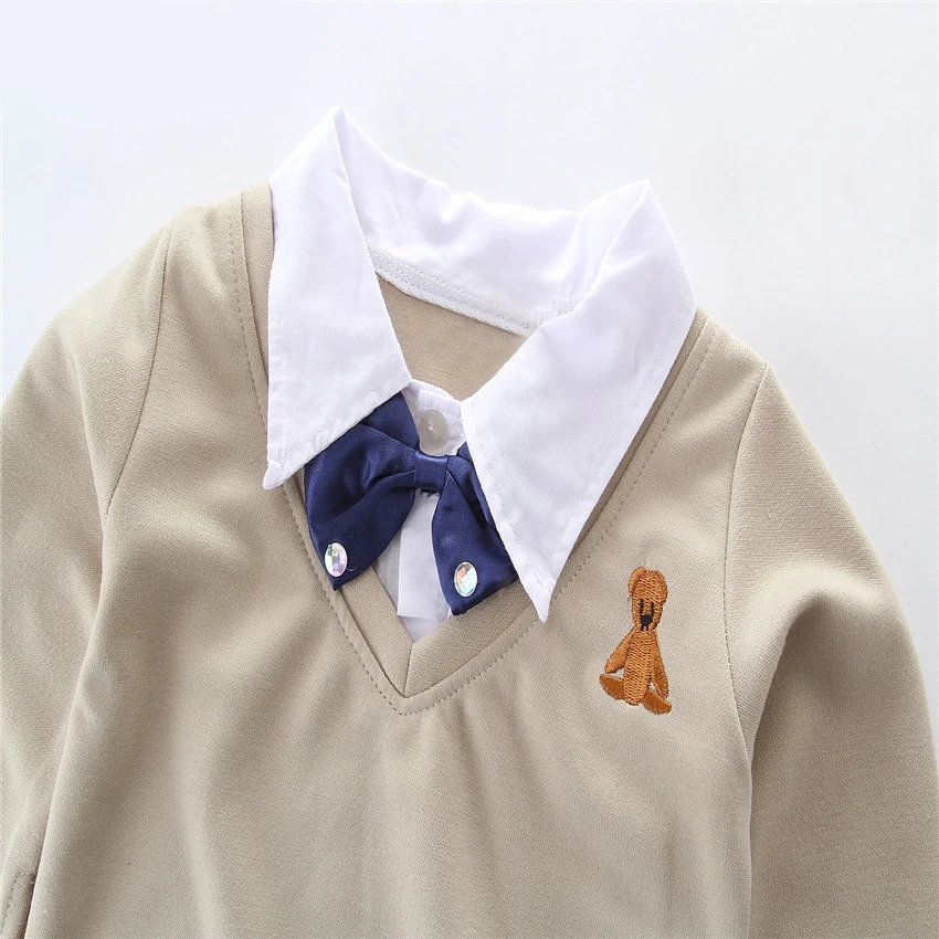 Babzapleume/Демисезонный одежда для маленьких мальчиков Комплекты Для Детей Джентльмен футболка с бантом+ Джинсы для женщин одежда для малышей Детский комплект 2 шт. bc1177