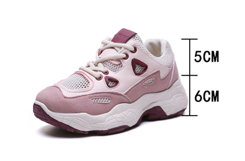 Модные кроссовки для женщин; кроссовки на платформе; розовые кроссовки на танкетке; женские повседневные кроссовки из сетчатого материала; женская Вулканизированная обувь; обувь для папы