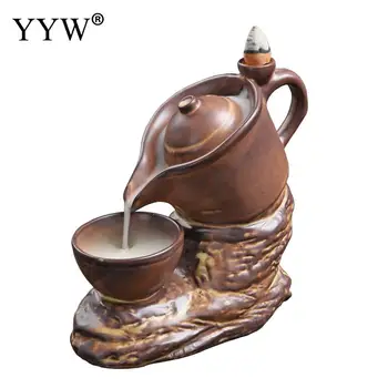 

Ceramic Backflow Incense Burner Smoke Waterfall Incense Holder Bottle Creative Home Decor Aroma Censer With 10pcs Incense Cones