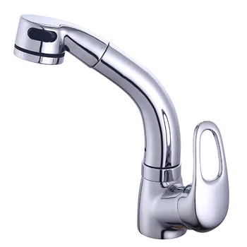 

New High-grade Kitchen Spray Faucet Copper 360-degree Pull Out Hot And Cold Single Tap Faucet Bathroom Basin Faucet Lt77