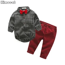 Infant Newborn Baby Boy Boy Clothes Long SleeveB Gentleman Rompers +pants Suit Kids Boy Clothing Set kids clothes