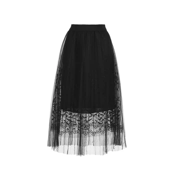 

New 3 Layers Tulle Tutu Women Pleated Midi Skirt High Waist Petticoat Underskirt