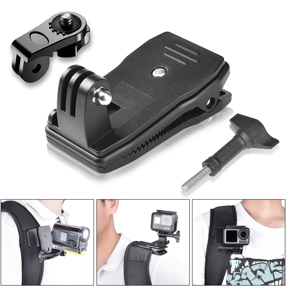 

Sports Camera Backpack Clip Mount 360 Degree Rotary For DJI OSMO Action Xiaomi Yi 4K Gopro Hero7 6 5 4 Action Camera Accessories