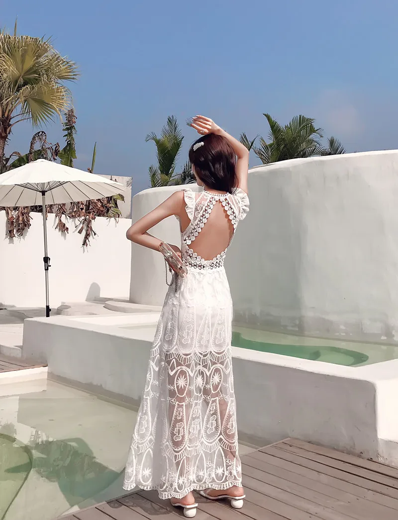 YiLin Kay высококачественное модное дизайнерское сексуальное платье с открытой спиной, женское богемное пляжное платье для отдыха