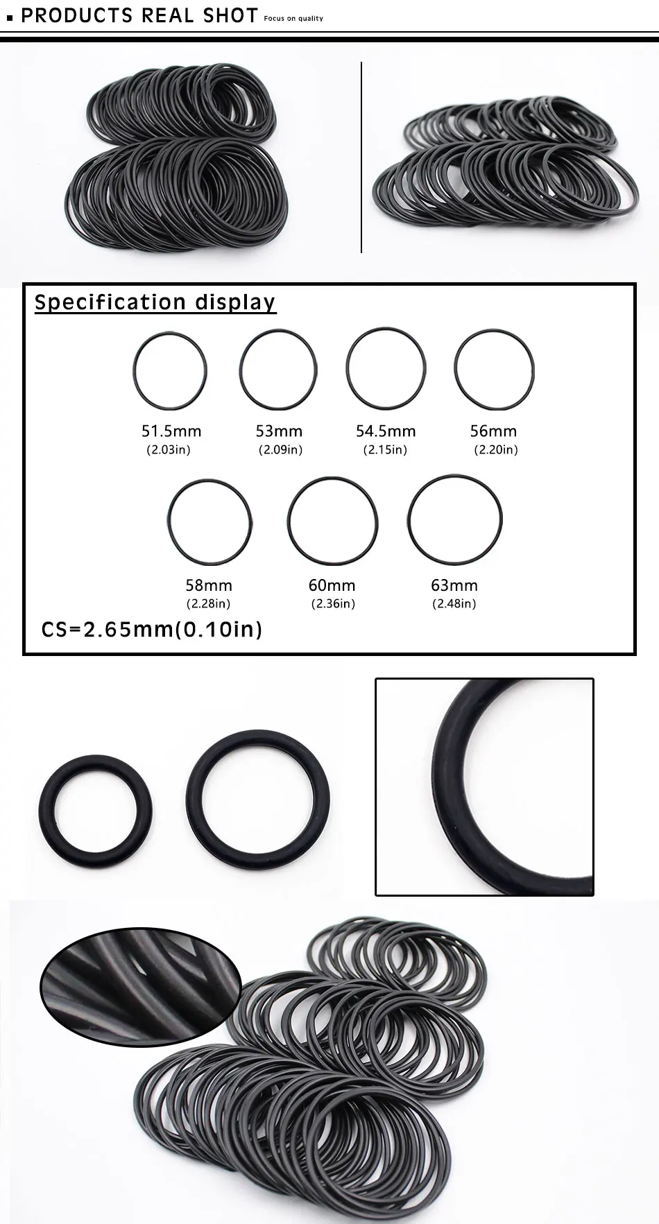 1 шт. фторсодержащий каучук кольца FKM уплотнительное кольцо CS2.65mm ID51.5/53/54,5/56/58/60/61,5/63 мм уплотнительное кольцо топлива уплотнительная шайба