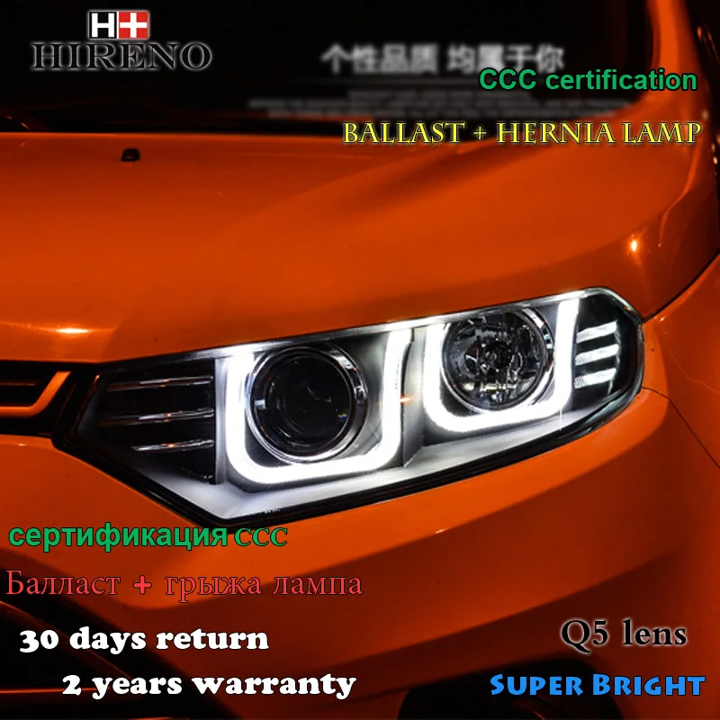 Hireno Headlamp for 2013 2014 Ford Ecosport Headlight Assembly LED DRL