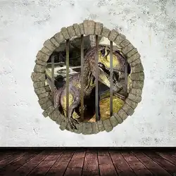 3D отверстие мультфильм мальчик вентиляторы подарок любимым динозавр Live в парк номер этикета стикер украшения дома детская комната декор