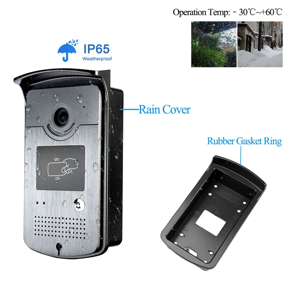 Sistema de vídeo porteiro com fio campainha do telefone da porta à prova de chuva câmera ao ar livre com 7 polegada monitor de exibição de alta definição para uso doméstico