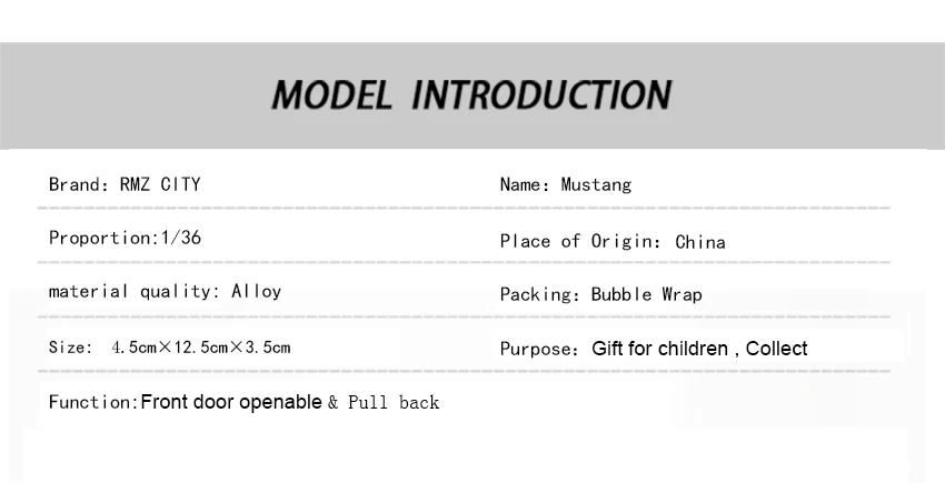 RMZ город 1:36 Ford Mustang крутой черный спортивный автомобиль сплав литья под давлением модель автомобиля игрушка с обратной стороной для детей Подарки Игрушка коллекция