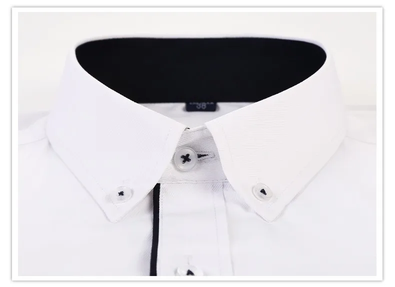 Рубашка с воротником на пуговицах, однотонная белая деловая Мужская рубашка с длинным рукавом, черная линия, формальные мужские рубашки, офисные популярные мужские рабочие рубашки