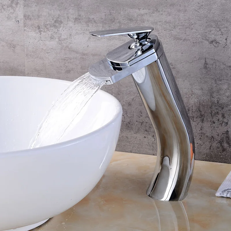 2019 Bathroom Faucets Single Handle Hole Brass Basin Cold Hot Water Mixer Tap Waterfall Deck Mounted | Обустройство дома