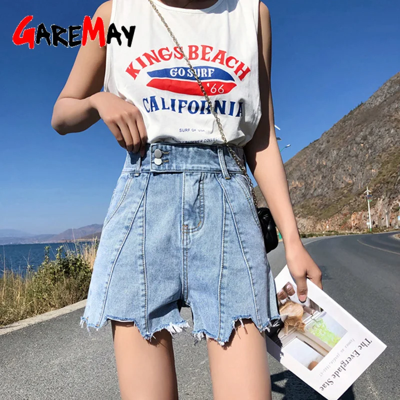 Женские джинсовые шорты Garemay черные свободные с высокой талией в Корейском стиле